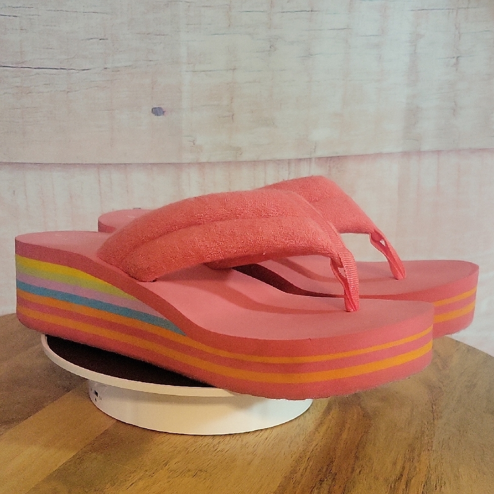 No Boundries Rainbow Flip Flop Wedges